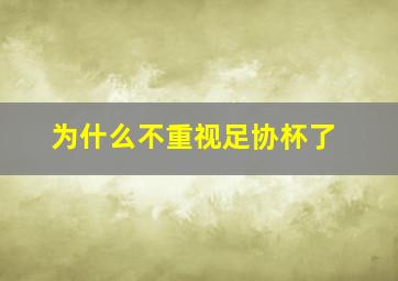 为什么不重视足协杯了