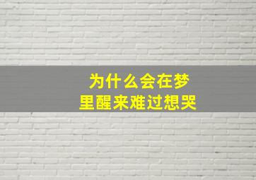 为什么会在梦里醒来难过想哭