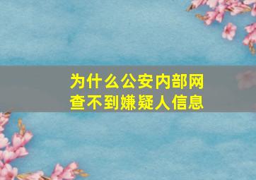 为什么公安内部网查不到嫌疑人信息