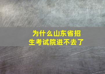 为什么山东省招生考试院进不去了