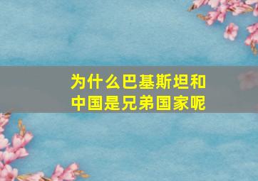 为什么巴基斯坦和中国是兄弟国家呢