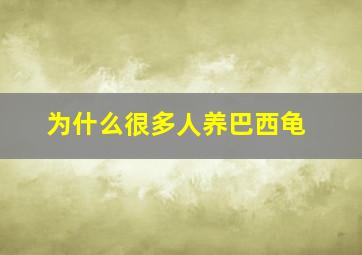 为什么很多人养巴西龟