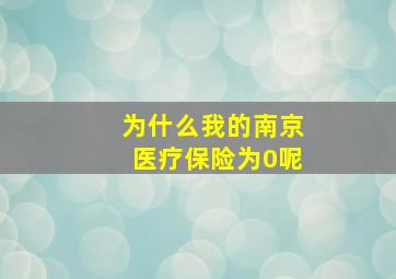 为什么我的南京医疗保险为0呢