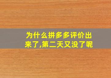 为什么拼多多评价出来了,第二天又没了呢