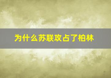 为什么苏联攻占了柏林