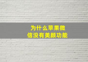 为什么苹果微信没有美颜功能