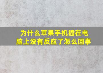 为什么苹果手机插在电脑上没有反应了怎么回事