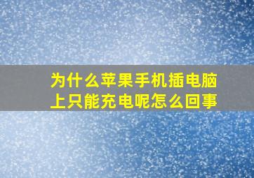 为什么苹果手机插电脑上只能充电呢怎么回事