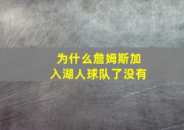 为什么詹姆斯加入湖人球队了没有