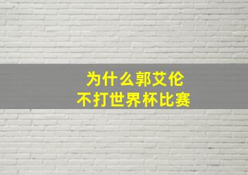 为什么郭艾伦不打世界杯比赛