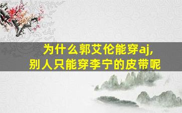 为什么郭艾伦能穿aj,别人只能穿李宁的皮带呢