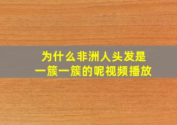 为什么非洲人头发是一簇一簇的呢视频播放