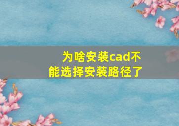 为啥安装cad不能选择安装路径了