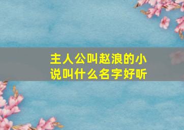 主人公叫赵浪的小说叫什么名字好听