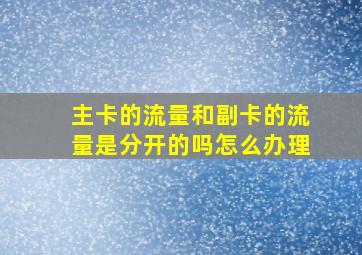 主卡的流量和副卡的流量是分开的吗怎么办理