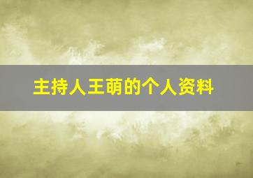 主持人王萌的个人资料