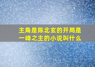 主角是陈北玄的开局是一峰之主的小说叫什么