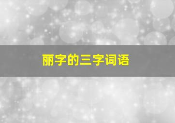 丽字的三字词语