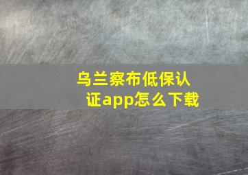 乌兰察布低保认证app怎么下载