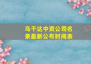 乌干达中资公司名录最新公布时间表