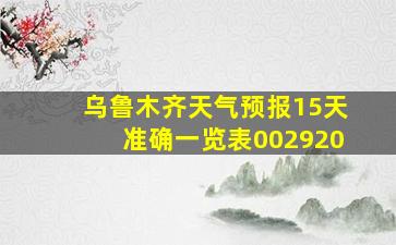 乌鲁木齐天气预报15天准确一览表002920