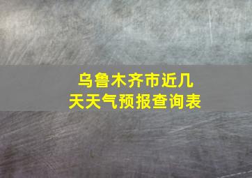 乌鲁木齐市近几天天气预报查询表