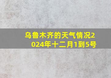 乌鲁木齐的天气情况2024年十二月1到5号