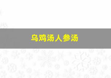 乌鸡汤人参汤