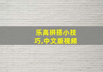 乐高拼搭小技巧,中文版视频