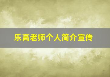 乐高老师个人简介宣传