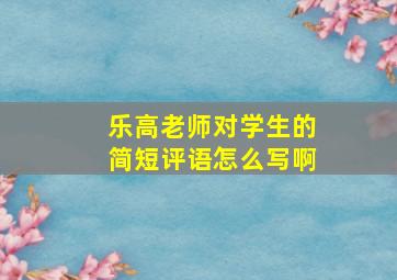 乐高老师对学生的简短评语怎么写啊