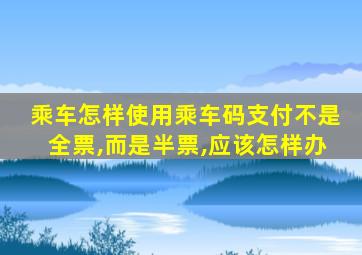 乘车怎样使用乘车码支付不是全票,而是半票,应该怎样办