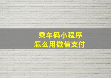 乘车码小程序怎么用微信支付