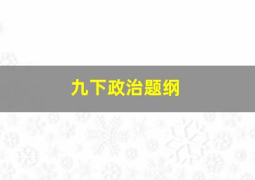 九下政治题纲