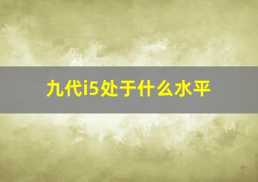 九代i5处于什么水平