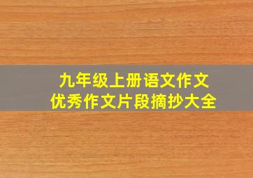 九年级上册语文作文优秀作文片段摘抄大全