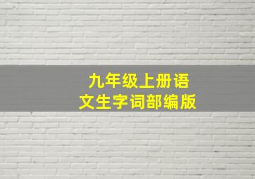 九年级上册语文生字词部编版