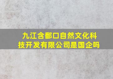 九江含鄱口自然文化科技开发有限公司是国企吗