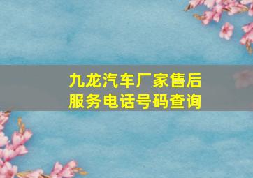 九龙汽车厂家售后服务电话号码查询