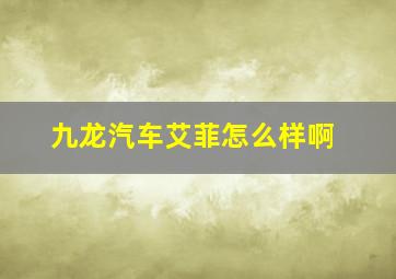 九龙汽车艾菲怎么样啊