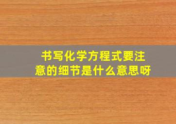 书写化学方程式要注意的细节是什么意思呀