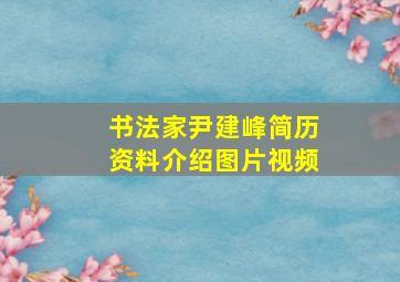 书法家尹建峰简历资料介绍图片视频