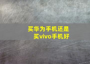 买华为手机还是买vivo手机好