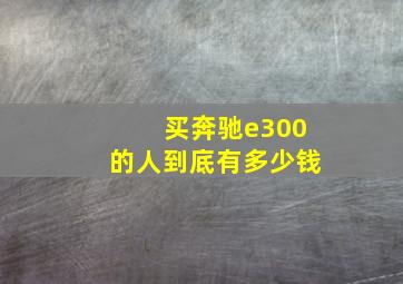 买奔驰e300的人到底有多少钱