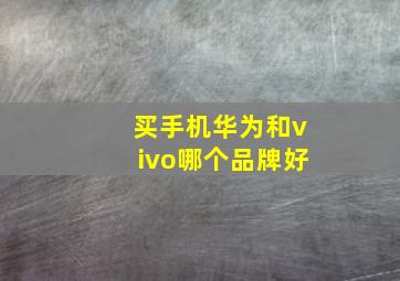 买手机华为和vivo哪个品牌好