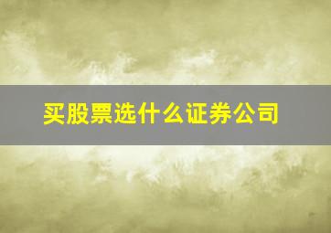 买股票选什么证券公司