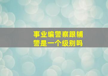 事业编警察跟辅警是一个级别吗