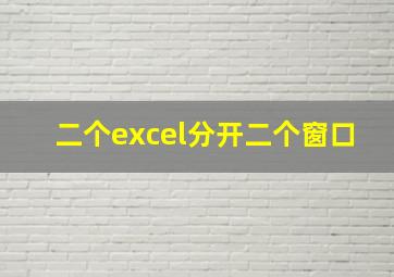 二个excel分开二个窗口