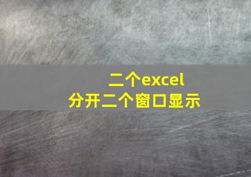 二个excel分开二个窗口显示