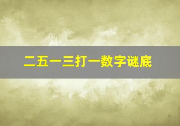 二五一三打一数字谜底